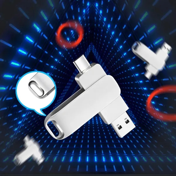 Rotating 64GB Metal USB Drive for Phones and Computers