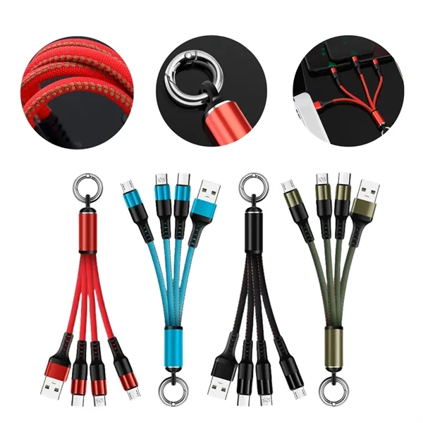 Braided Thread 3 In 1 Cable Keychain — Aluminum — Black
