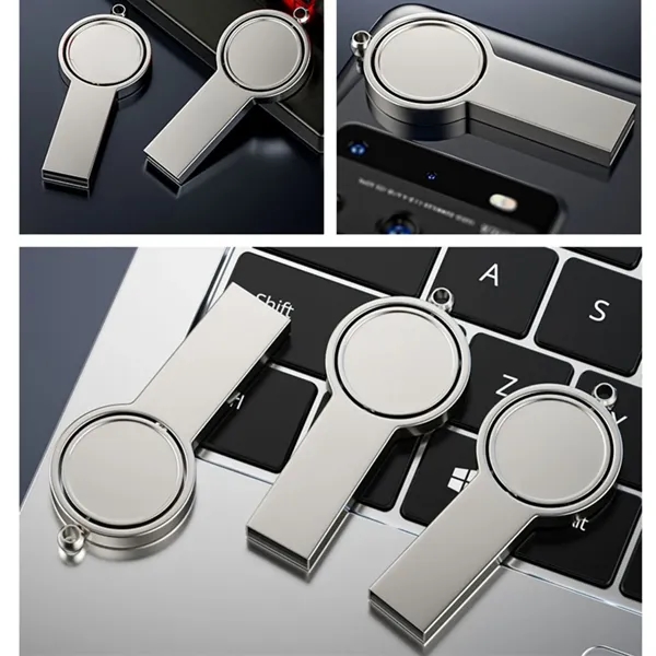 Rotatable Badge Metal USB Drive 64G Capacity
