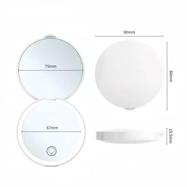 Portable ABS Makeup Mirror with 1X and 2X Magnification