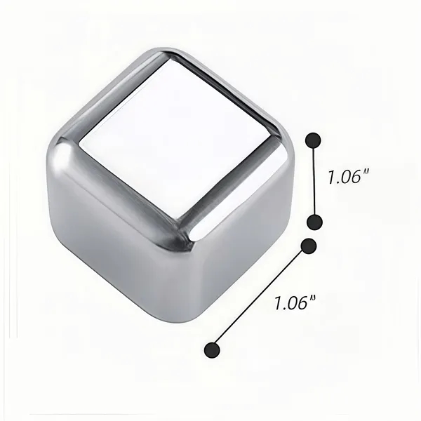 Dishwasher Safe Reusable Whiskey Cooling Cubes — 304 Stainless Steel — Silver