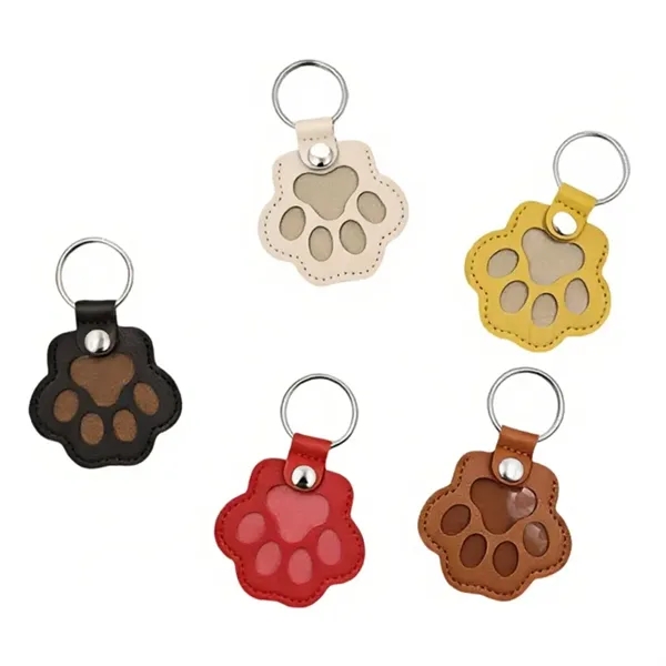 Commemorative Paw Pet Hair Leather Keychain