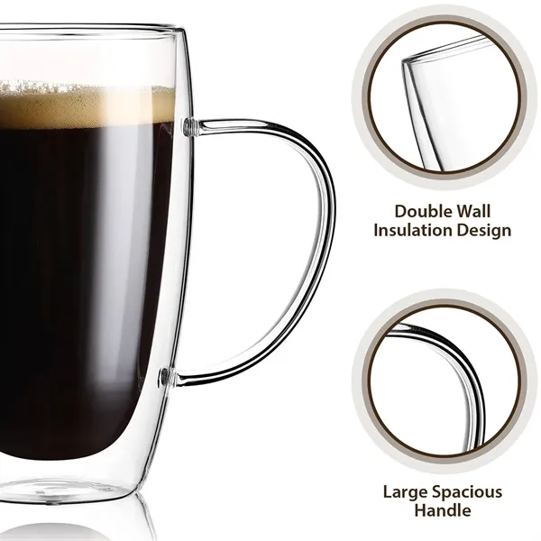 15 Oz Borosilicate Coffee Cup With Double Wall Design