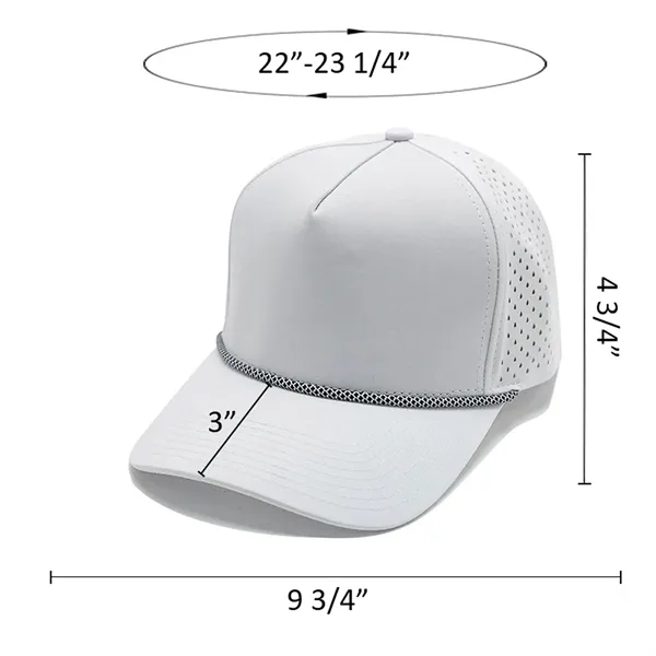 UV Protection Quick Dry Waterproof 5 Panel Baseball Cap — Polyester — White