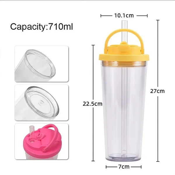 24oz AS Plastic Boba Cup with Straw