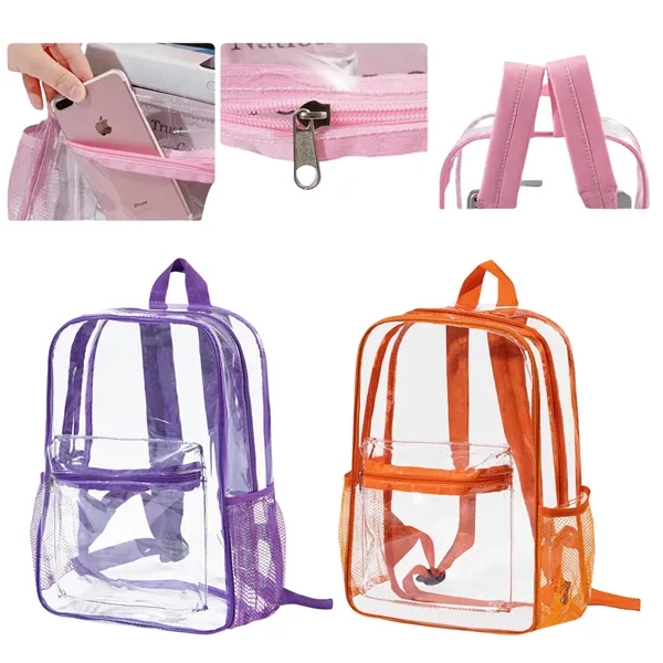 Transparent PVC Security Check Backpack with Four Pockets — Pvc — Black