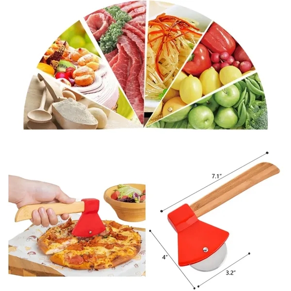 Bamboo Handle Axe Pizza Wheel with PP Blade Cover