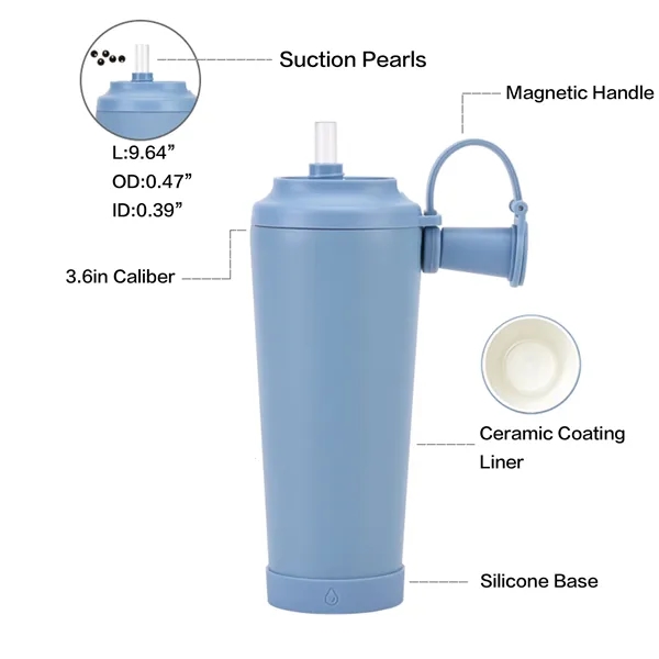 24oz Nonstick Ceramic Portable Straw Tumbler