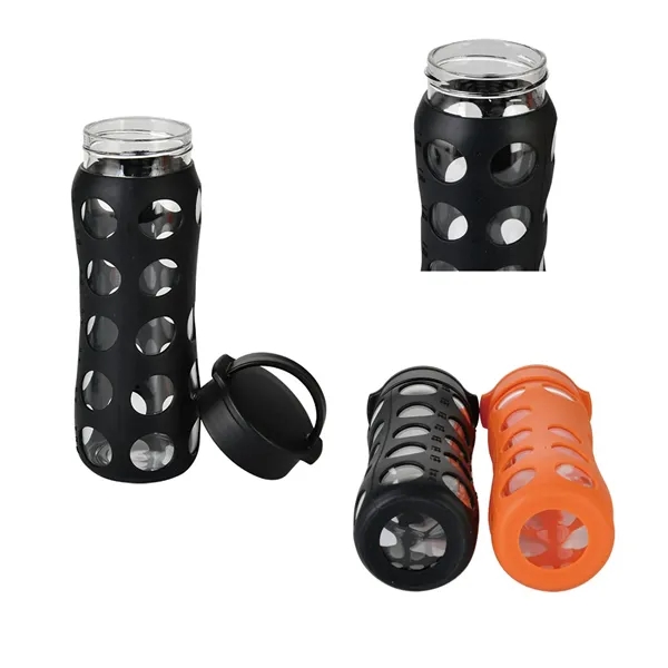 16oz Glass Drinking Cup with Heat Insulating Silicone Sleeve