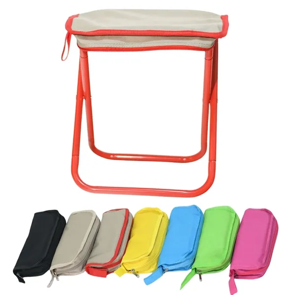 Indoor Outdoor Folding Stool Bag 220 lb Capacity — Oxford — Khaki Red