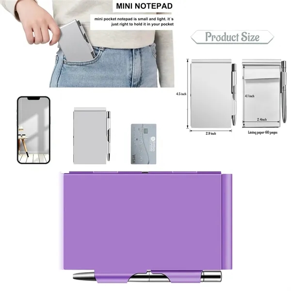 60 Page Aluminum Notepad with Metal Pen