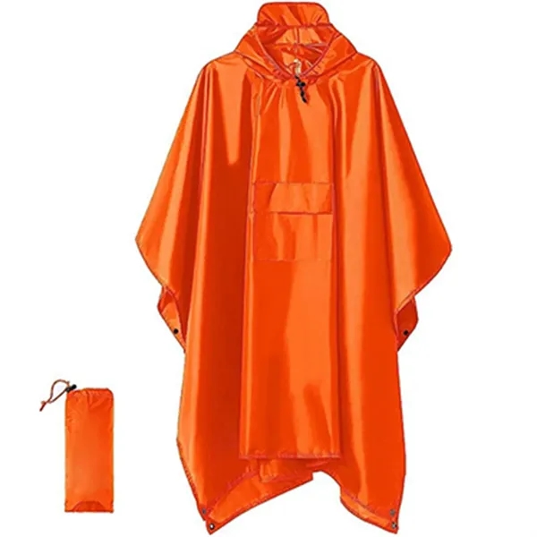 Lightweight Quick-Dry 3-in-1 Rain Cape — Polyester Taffeta — Black