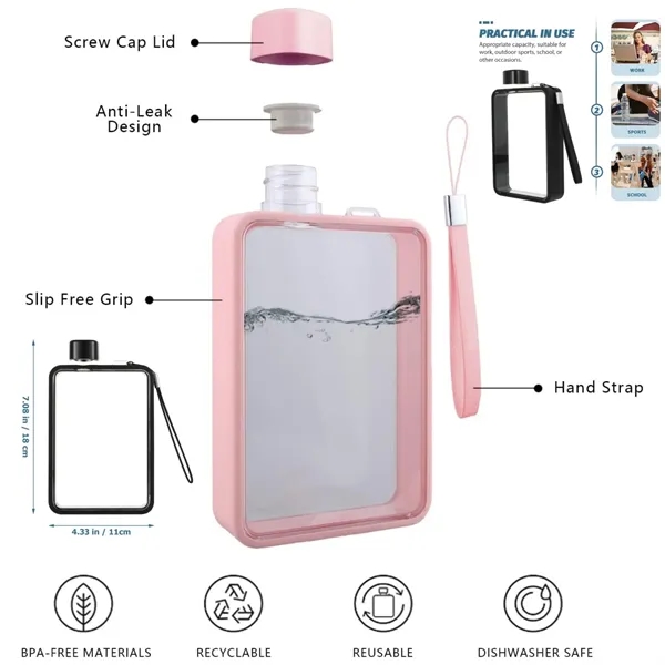 Flat Polycarbonate Bottle With Leak Proof Cap — Polycarbonate — White