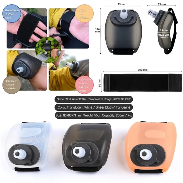 7OZ Silicone Wrist Water Bottle for Workouts