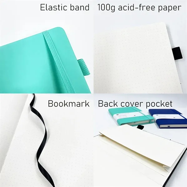 A5 Leather Notebook with Pocket and Dots