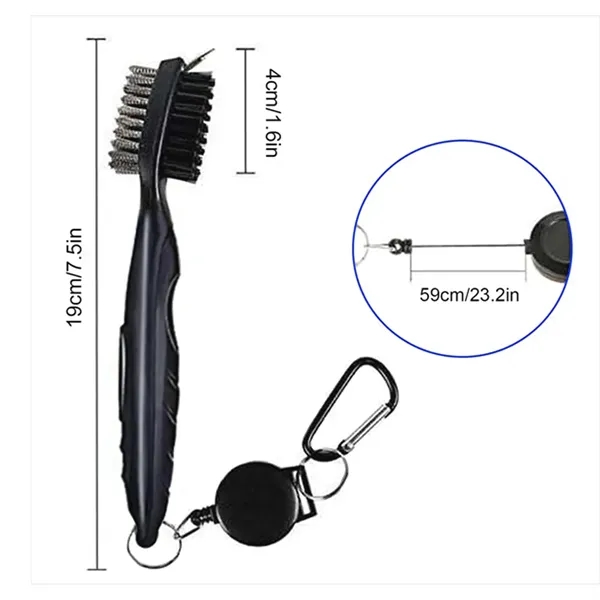 Retractable Keychain Golf Brush With Precision Tip — Polypropylene — Black