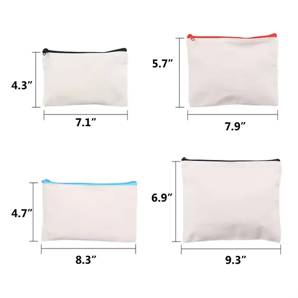 Sustainable Canvas Makeup Travel Pouch — Canvas — White-Blue
