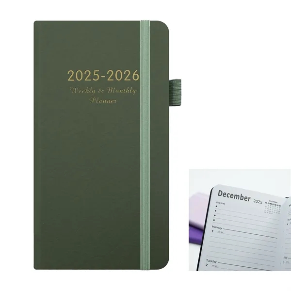 Pocket Sized Leather Weekly Planner 72 Pages — Leather — Black