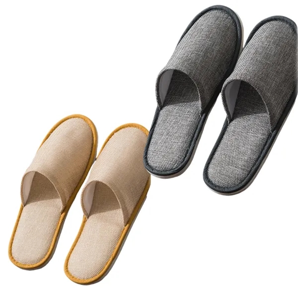Breathable Linen Disposable Slippers with Anti-slip Sole — Linen — Gray