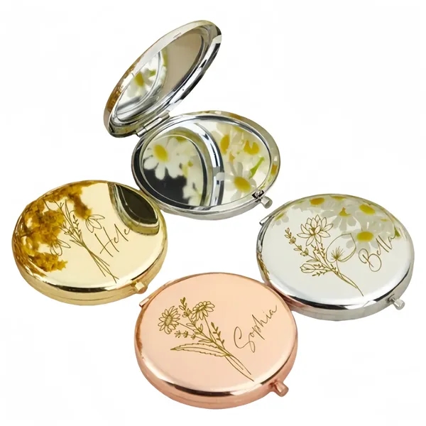 Compact Purse Mirror with Regular and 2X Magnifier