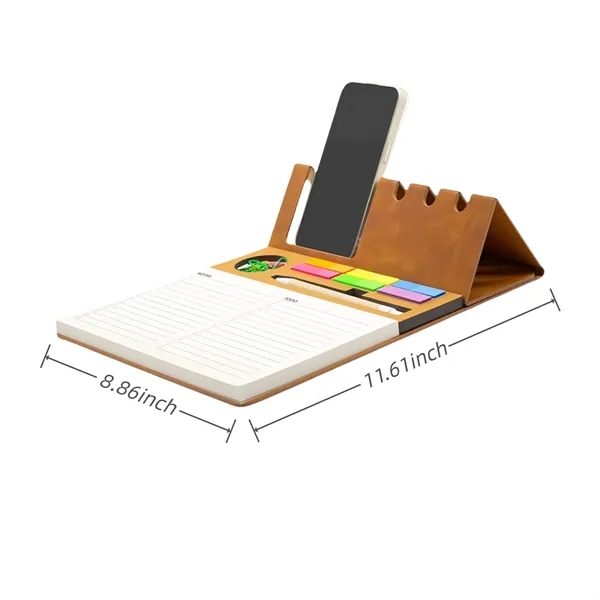 Foldable PU Leather Notepad Phone Stand Set