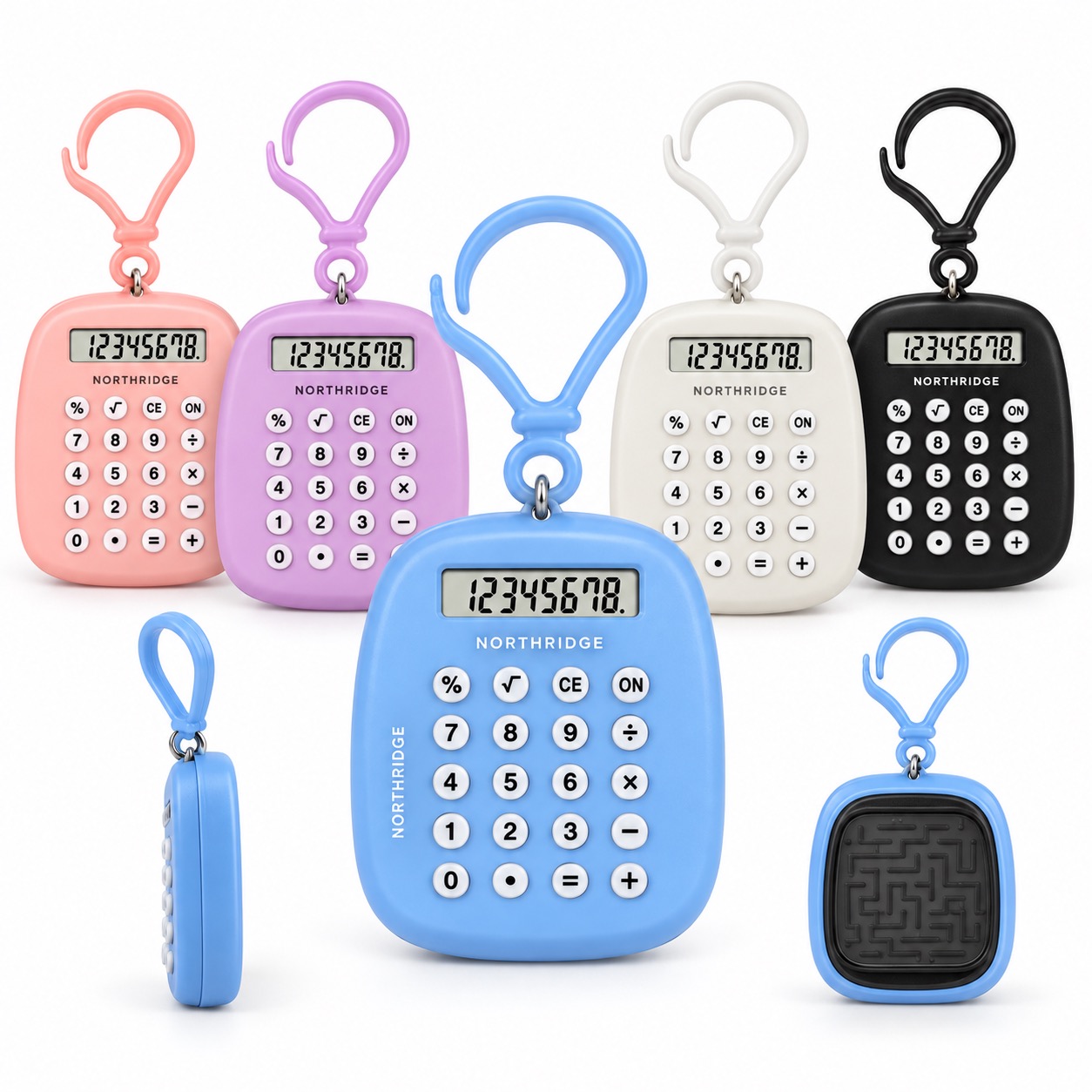 Pocket Mini Calculator Keychain With Button Battery — Silicone — Purple
