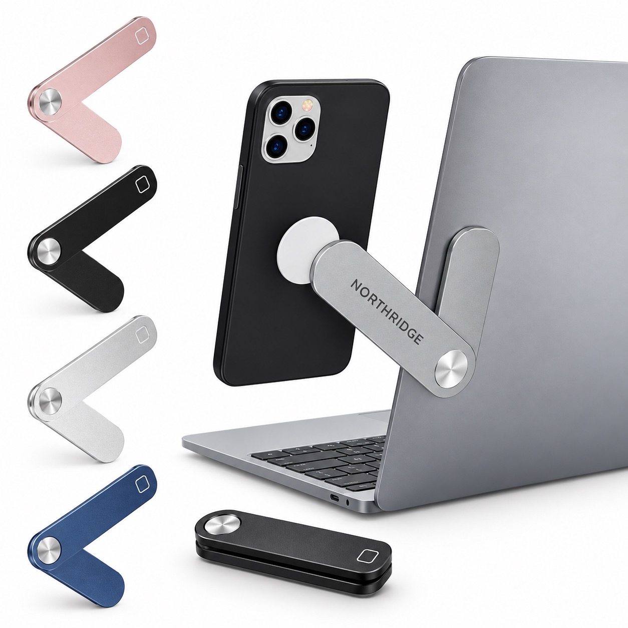 Portable Aluminum Laptop Side Phone Holder