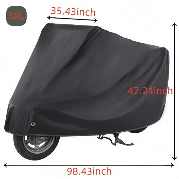 Adjustable Windproof Motorcycle Cover With Lock Hole — Black