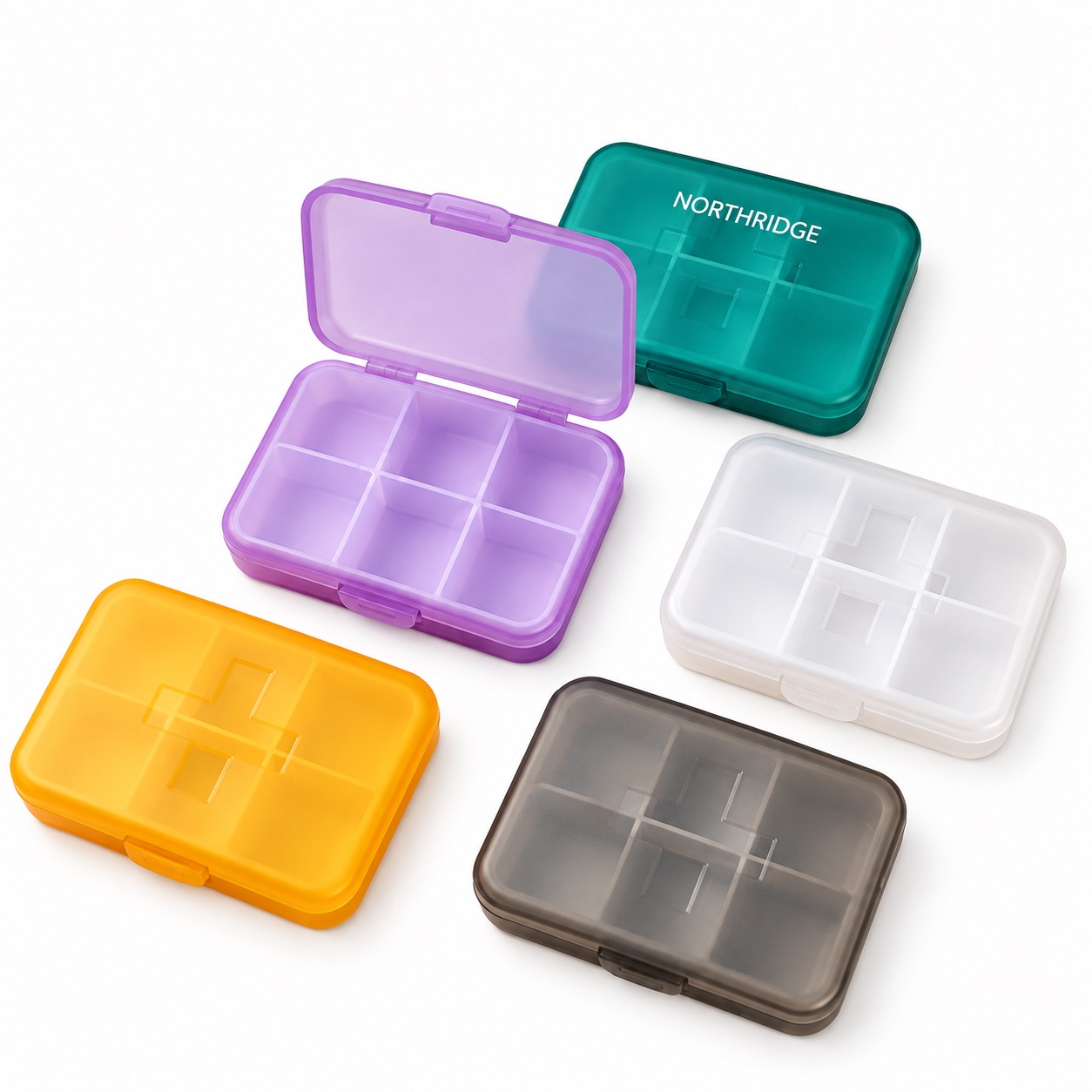 Waterproof Square Medicine Organiser With 6 Compartments