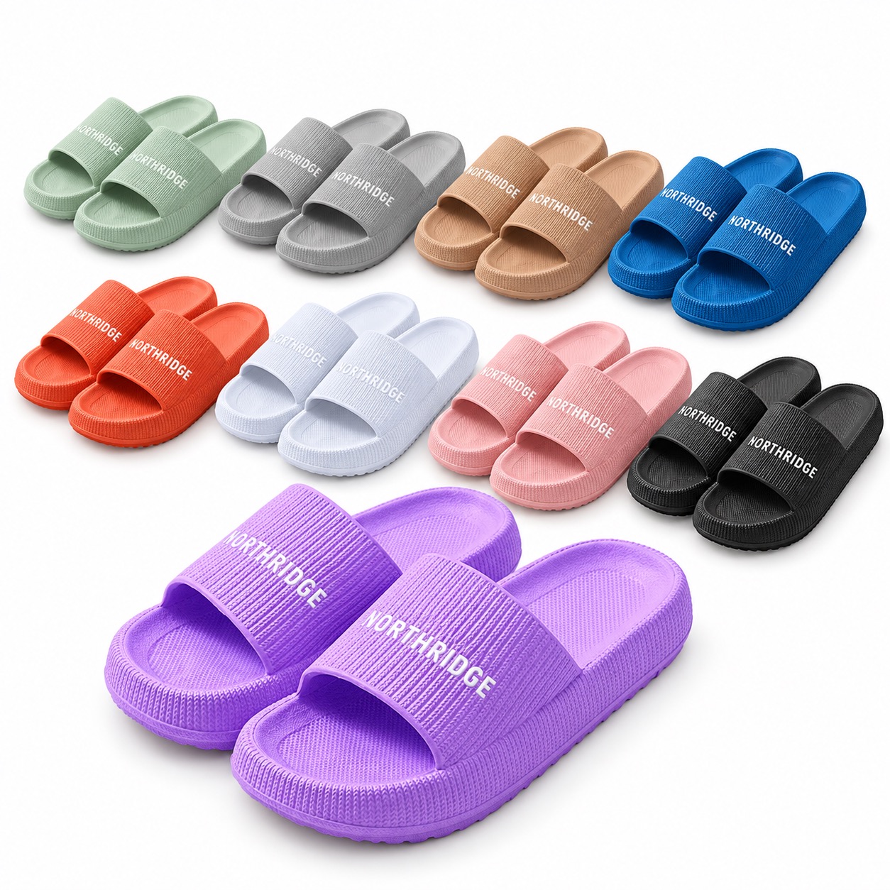 Shock Absorbing Slide Sandals With Grip