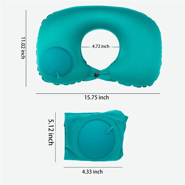 Inflatable Flocked U-Pillow, Compact Travel Neck Support