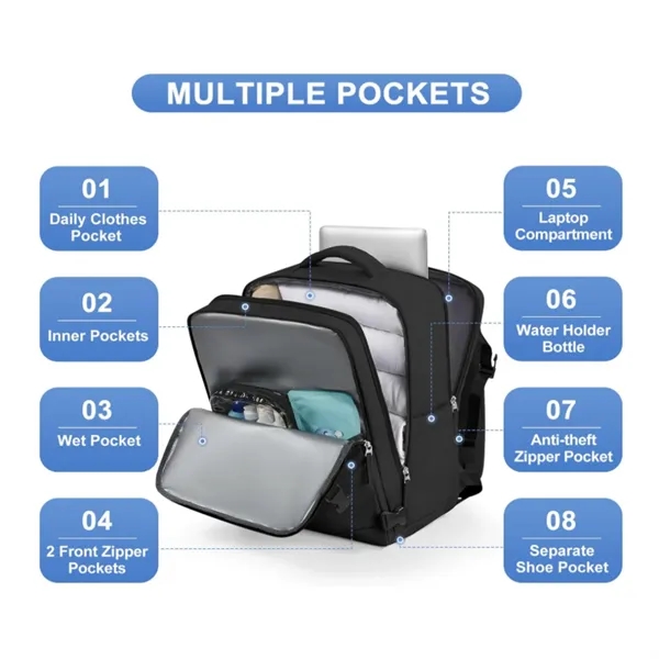 180 Degree Opening Travel Backpack with Wet Pocket