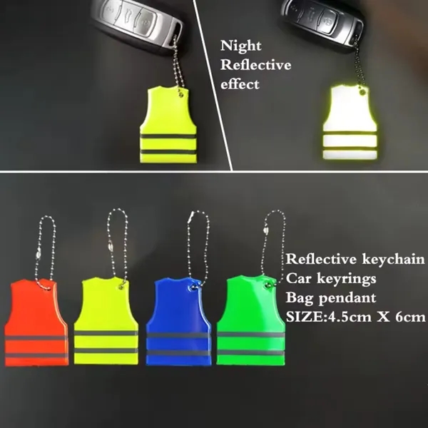 Safety Reflective Key Chain Pendant, 2.36 x 1.77 Inch
