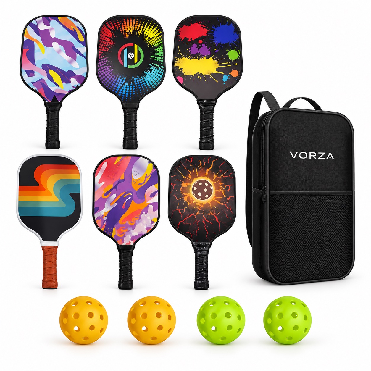 8 x 15.8 Inch Pickleball Paddle Set With 4 Balls
