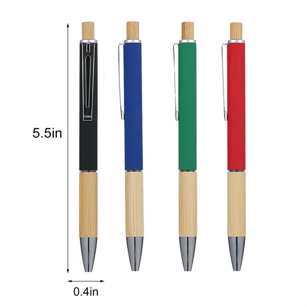 Bamboo Retractable Pen with Carry Hook