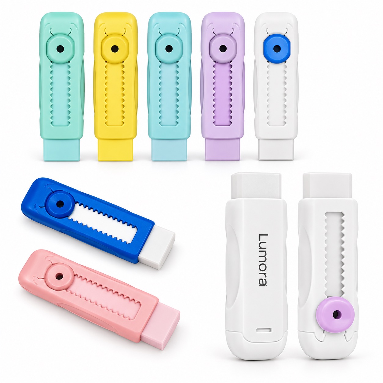 Compact Sliding Mechanism Pencil Eraser for Precise Editing