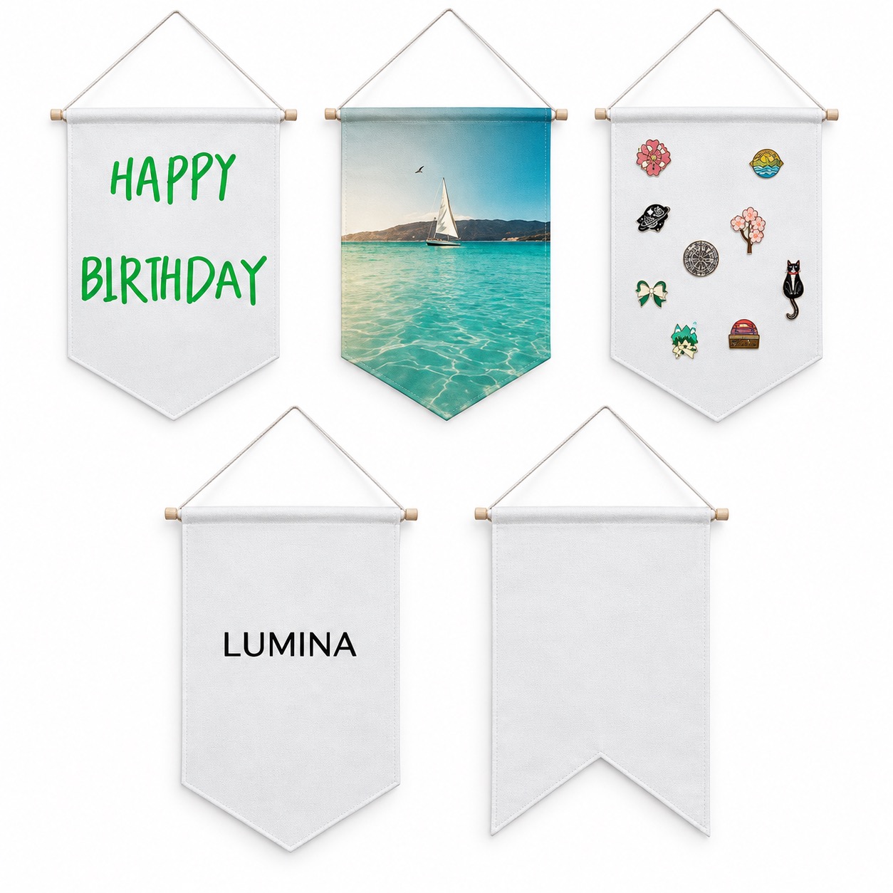 Canvas Banner Wall Decor with Pin Display and Hanging Cord
