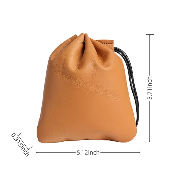 Drawstring Leather Bag for Coins and Jewelry