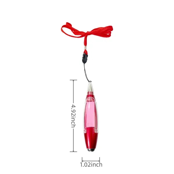 Ergonomic LED Writing Pen With Notes and Lanyard
