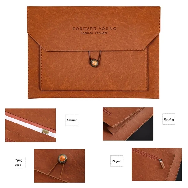 Slim PU Leather A4 File Organizer with Pen Slots