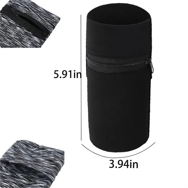 Running Fitness Armband with Secure Zipper — Polyester — Black