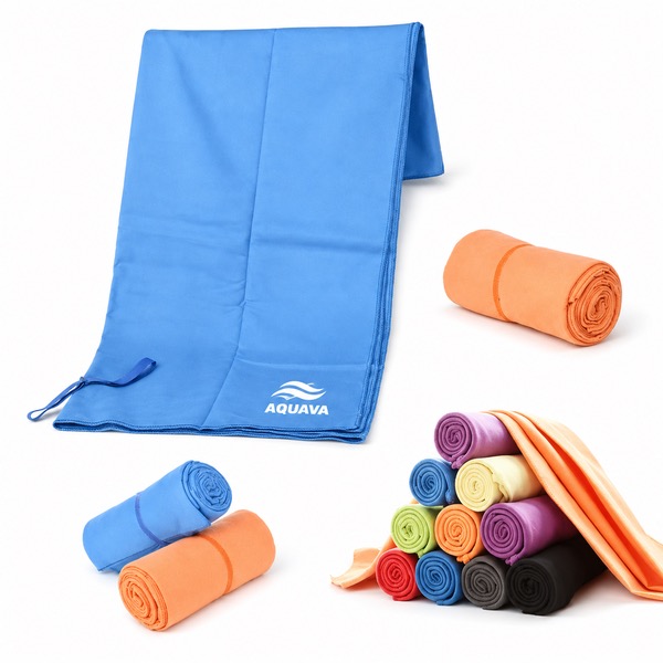 Sand-Resistant Quick Dry Beach Towel, Lightweight Microfiber — Polyester Fiber — Blue