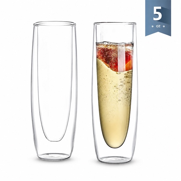 Double-Layer Stemless Sparkling Glass — Glass — Clear