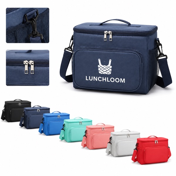 Adjustable Strap 600D Oxford Lunch Bag Smooth Zipper Closure