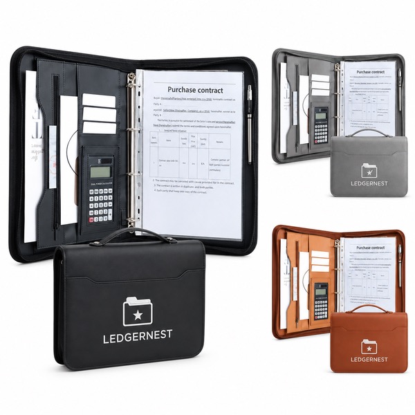 A4 4-Ring Binder Clipboard Organizer Case