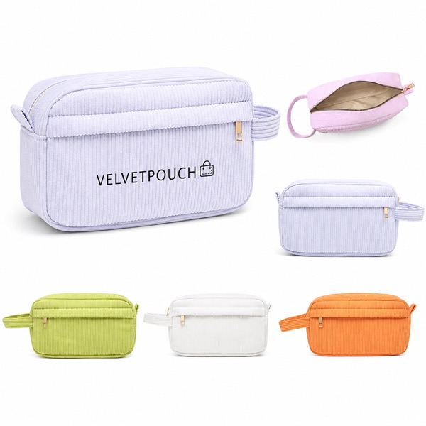 Purple Makeup Organizer Bag in Durable Corduroy
