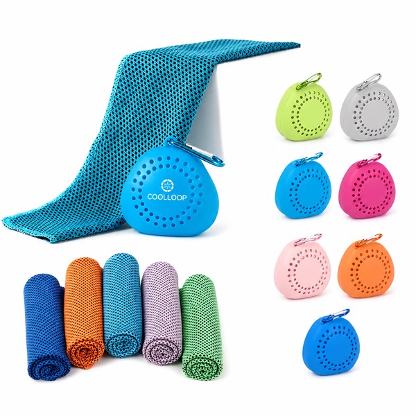 Quick Drying Polyester Cooling Towel and Case — Silicone — Blue