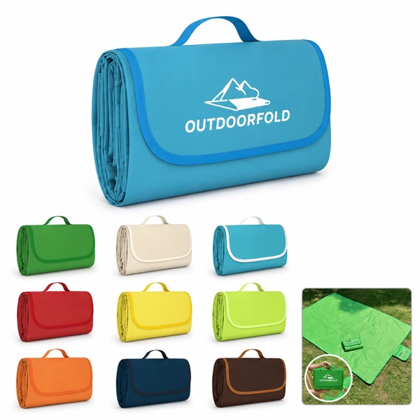 Quick Drying Foldable Picnic Mat for Outdoor Use — Polyester Fibre — Green