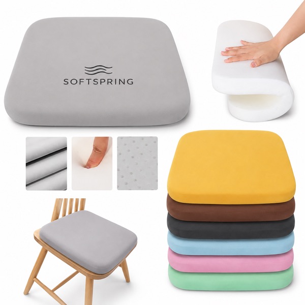 Washable Non-Slip Seat Cushion with Adjustable Straps