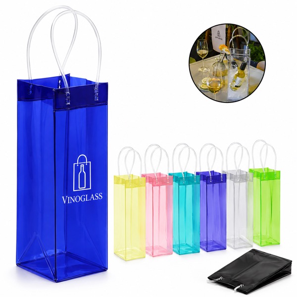 Transparent 10 x 4.3 x 4.3 Inch Wine Cooler Bag — Pvc — Black